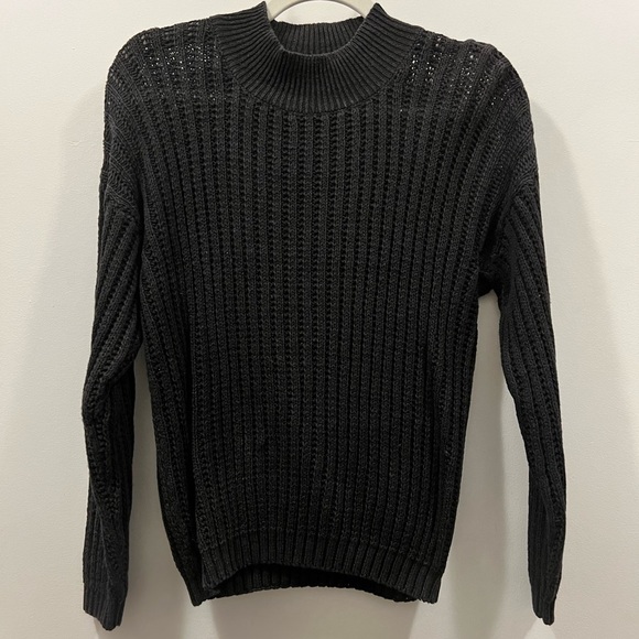 VINTAGE VIA MAX EVERYWEAR Black Mockneck Crochet Sweater - Picture 5 of 7